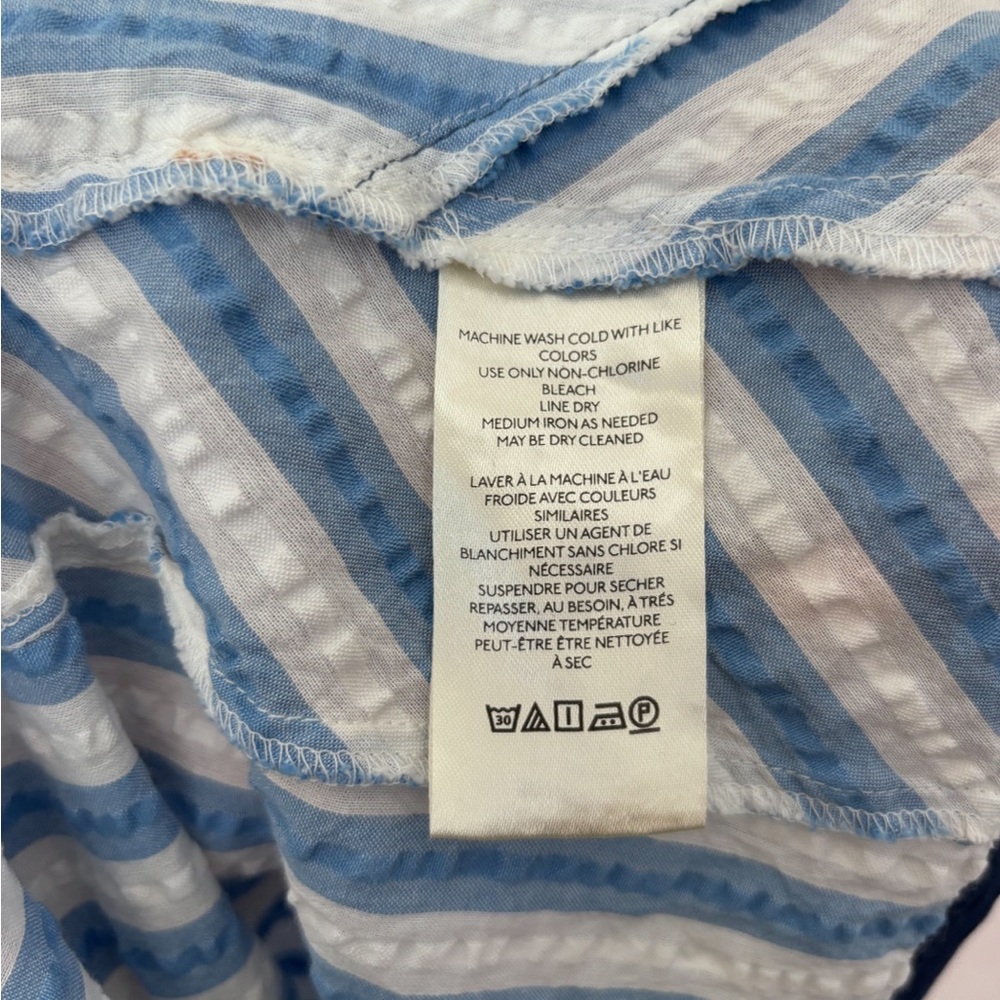 Free People Bop Around Romper Blue and White Striped - Picture 5 of 6